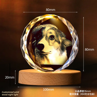 Lampe de nuit LED en cristal K9 gravé au laser 3D personnalisée, cadeau créatif, décoration de la maison, lampe de nuit alimentée par USB, OEM/ODM