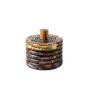 Brûleur d'encens Oud Arabe en bois et résine, artisanal, de qualité supérieure, avec une finition décorative élégante - Product Image 1