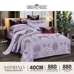 Juego de edredón Asprino Modern 880TC Jacquard Queen | 100% de fibra vegetal | Juego de cama de 5 piezas con bolsillo profundo de 40cm - Product Image 6