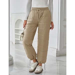 FOXA Women Winter Quilted <b>Down</b> Pants Lightweight Wide Leg Snow <b>Trousers</b> Casual Breathable With Pockets - Product Image 5