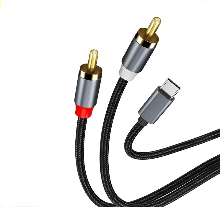 Cáp Âm Thanh USB C Đến 2 RCA (Cáp Âm Thanh 3 Trong 1) Dành Cho Bộ Khuếch Đại Công Suất Loa Rạp Hát Tại Nhà Xe Hơi Và Hơn Thế Nữa