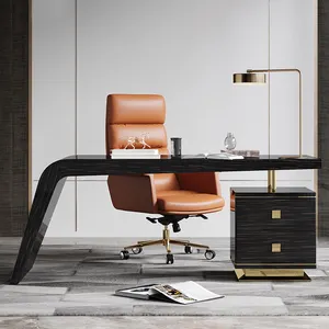 Wirtschaft liches Zuhause moderner Schreibtisch und Stuhl setzen hochwertige Furnier Executive Büromöbel Schreibtisch