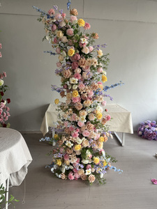 Arco de Flores Artificiales Romántico en Color Blanco, Rosa y Amarillo, Soporte de Flores Hecho a Mano, Estilo Europeo, para Bodas, Graduaciones y Fiestas - Product Image 6