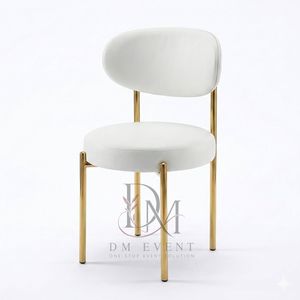 Silla de Comedor Moderna de Acero Inoxidable Dorado con Respaldo Curvo y Cojín Blanco para Banquetes de Hotel, Venta al Por Mayor - Product Image 1