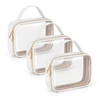 Étuis de luxe imperméables personnalisés avec logo et fermeture éclair pour l'école, les voyages, les articles de toilette, avec fenêtre transparente en PVC, sacs à cosmétiques en PU