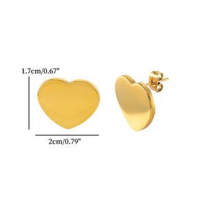 Boucles d'oreilles en acier inoxydable en forme de cœur léger Ensemble d'oreilles en or de haute qualité pour les femmes Conception de bijoux à la mode pour la fête - Product Image 6