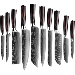 10 buah Set pisau koki profesional Jepang 8 inci baja tahan karat Damaskus produsen pisau dapur kustom dari Cina 2024