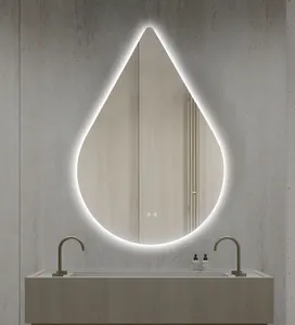 Cermin dinding bulat kelas atas 2024, cermin mandi Modern perak kustom cermin kamar mandi pintar LED dengan lampu LED Penerangan
