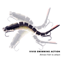 Lvde Kit Umpan Pancing 3 Potong, Kit Umpan Pancing 3 Potong 14Cm 8 Tersegmentasi untuk Memancing Ikan Trout Walleye Realistis Umpan Buatan Murah