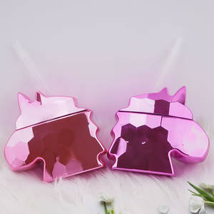 Tasses en plastique en forme de <span class=keywords><strong>licorne</strong></span> pour galvanoplastie avec couvercles et pailles Tasses à boissons réutilisables pour galvanoplastie de forme spéciale - Product Image 1
