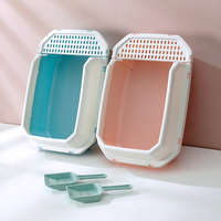 2024 Offre Spéciale nettoyage pour animaux de compagnie chat produits de toilette en plastique grand bac à litière pour chat