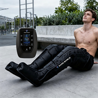Masajeador de Piernas con 8 Cámaras de Aire |   Dispositivo de Compresión de Aire para la Recuperación Muscular, Presión de 30-260 mmHg, Batería de 5200 mAh, Inalámbrico y Portátil