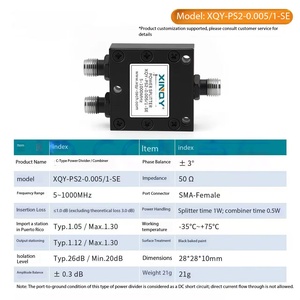 ตัวแยกสัญญาณโคแอกเชียลแบบพาสซีฟสองทาง XQY <span class=keywords><strong>5</strong></span>-1000 MHz พร้อมขั้วต่อแบบตัวเมียสำหรับอุปกรณ์สื่อสาร ทำจากอะลูมิเนียม - Product Image 3
