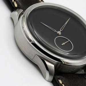 Montre de marque minimaliste sans index, cadran noir, verre <span class=keywords><strong>double</strong></span> bombé, quartz, boîtier en acier inoxydable de 20 mm, résistant à l'eau 5 ATM, bracelet en cuir pour homme - Product Image 4