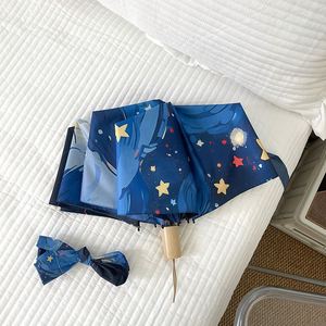 Parapluie pliant motif chat mignon de Van Gogh, portable pour femme, double usage, protection solaire et anti-UV pour enfants - Product Image 2