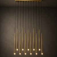 Lustre LED rectangulaire en laiton linéaire à plusieurs tiges pour table à manger longue, éclairage intérieur de villa