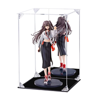 Vente en gros de vitrine en acrylique transparente pour figurines d'action, jouets, porte à ouverture magnétique avec dos miroir, étui de protection