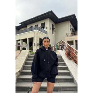 Sweat-shirt à capuche noir pour femme avec broderie E - Product Image 5