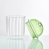 Tasse en verre transparent prix usine avec couvercle et paille pour gobelet en verre résistant à la chaleur de l'eau de boisson de jus
