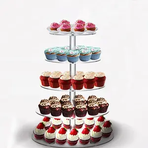 Luxe Custom 5 Banden Perspex Cup Cake Stand Acryl Taart Houder Voor Display