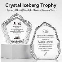 Trophée en cristal Iceberg, nouveauté très demandée, 7 styles disponibles, grande surface de gravure, pour cérémonie annuelle et récompense des employés