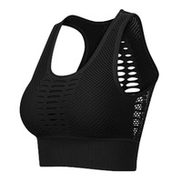 Soutien-gorge de sport dos nageur pour femme, avec découpe en maille, respirant, idéal pour la gym, le yoga et l'entraînement