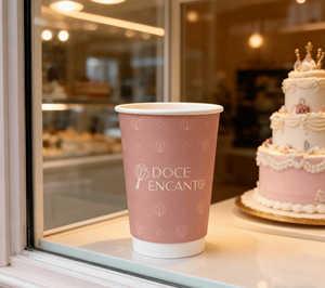 Экологичная одноразовая двухслойная бумажная кружка для кофе розового цвета, 8/9/10 унций, с крышкой, для горячих напитков, молока, чая, зеленая упаковка - Product Image 1