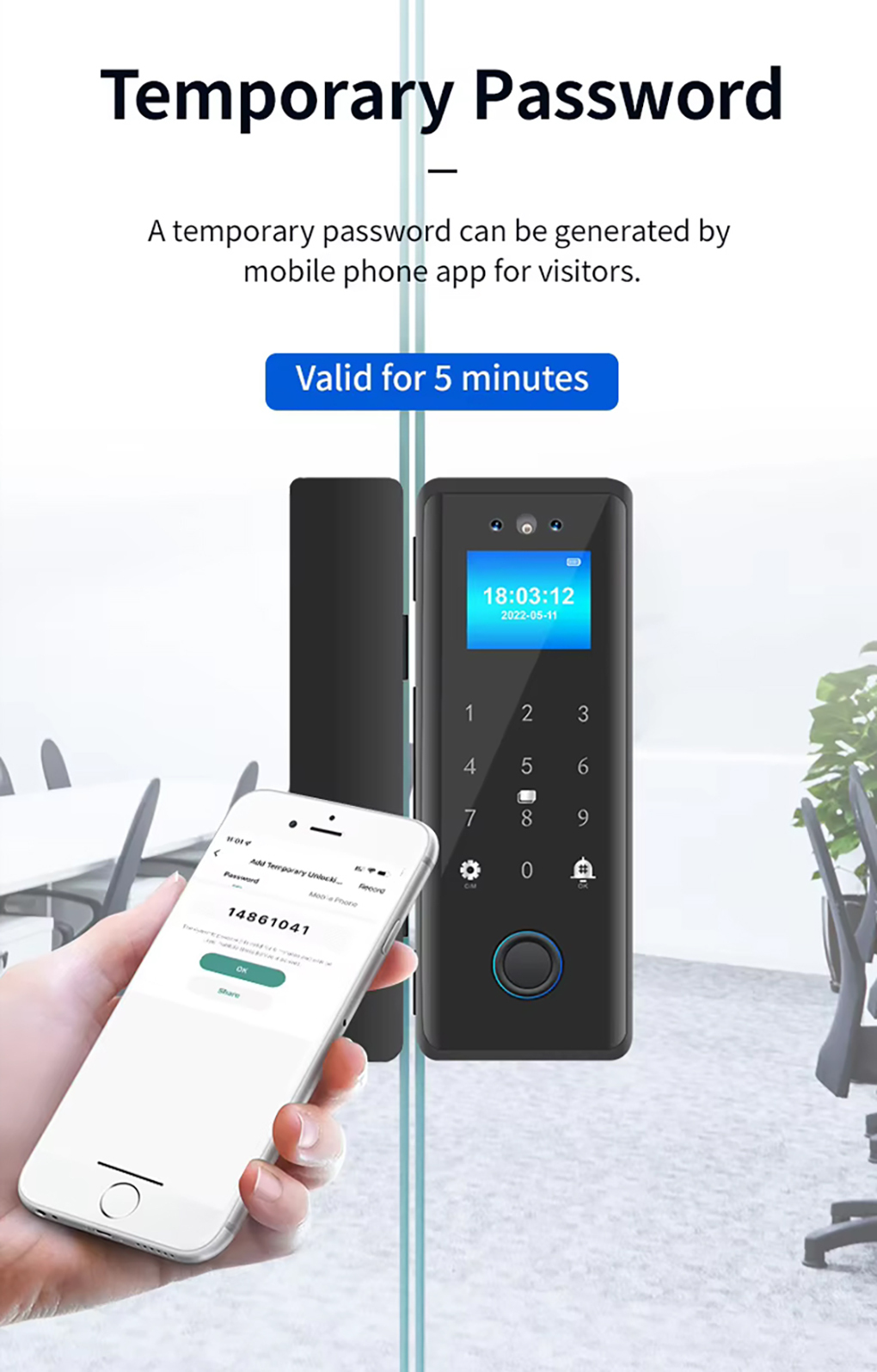 Wifi Tuya Smart Glass Door Lock with Face Recognition Fingerprint Passcode Mobile App Card Unlocking for Office Security System · image 5