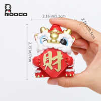 Lot de 4 figurines en résine Danse du Dragon et Danse du Lion, mignonnes décorations du Nouvel An Chinois pour la maison, le bureau ou les étagères, ensemble cadeau porte-bonheur