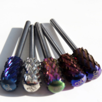 Fraise à ongles en carbure violet 4XC 3XC, 3/32 po, à bout rond lisse et forme baril large, pour manucure, pédicure et acrylique