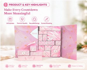 Boîte de calendrier de l'avent personnalisée de 24 jours, emballage en papier écologique, boîte carrée de compte à rebours de Noël, fournisseur OEM - Product Image 5