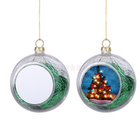 2025 Sublimation vierge décorations d'arbre de Noël fournitures ornement personnalisé ensemble de boules de Noël en plastique