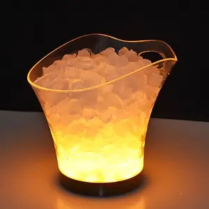 Multiple Shape Custom LED Light Plastic Transparent Ice Bucket Led Flashing Beverage Wine Bucket