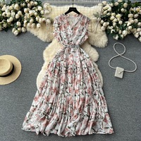 Robe florale de Style Vintage français femmes été sans manches col Niche haute qualité Chic lumière luxe longues robes de réservoir décontractées