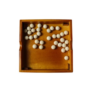 C04121 Marble <strong>Solitaire</strong> Chess <strong>Game</strong> with Natural Solid Wood Wooden Bead Challenge Fun Brain Teaser Solitair Wooden <strong>Board</strong> - Product Image 6