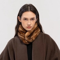 Écharpe en fourrure de lapin Rex véritable tricotée pour femme, respirante, tendance, cache-cou d'hiver avec fermeture magnétique