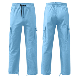 Pantalon cargo en toile pour homme, léger et confortable, taille haute, avec tissu écologique pour un port décontracté confortable - Product Image 2