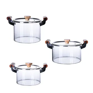 1L 2L 3L 4L 5LGlass Saucepan With Lid Heat-Resistant Borosilicate glass Handmade Cookware Set stovetop Pot