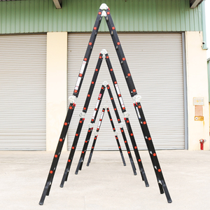 Aluminum <b>Foldable</b> Extension Ladder 6 <b>Steps</b> 12ft Extended Height Manual Lock 300lb Capacity Warehouse & Home Use - Product Image 4