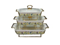 Nouvelle cocotte rectangulaire en céramique avec deux poignées, plat de cuisson, ustensile de cuisson, réchauffage doux, pour hôtel, pot à bouillon, support de pot créatif