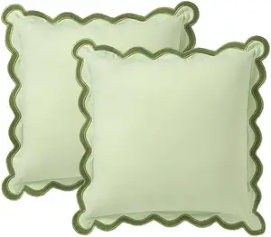 100 % Baumwolle mit gewelltem Rande Boho Kissenbezug Sofa Kissenetui dekorative Überwurf-Kissenbezüge für Bauernhaus Couch Wohnzimmer