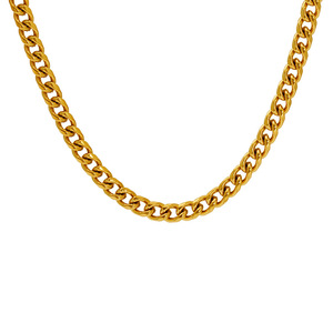 European American Style Stainless Steel Necklace Cuban Chain Chunky Men's Clavicle Chain Gold Business Gift ZN1789G - Product Image 5