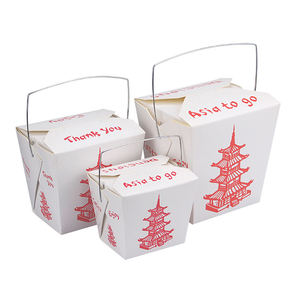 Caja de Cartón Blanca Biodegradable y Compostable para Comida para Llevar, Caja para Fideos, con Asa, Laminación Mate, para <span class=keywords><strong>Sushi</strong></span>, Papas Fritas - Product Image 1