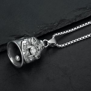 Collier avec pendentif cloche en acier inoxydable pour femme, cadeau pour motardes, chaîne de 3 mm, 60 cm - Product Image 3