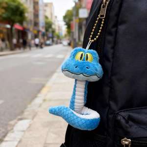 Nuevo Peluche de Serpiente Azul Personalizable en Forma de Llavero de Coche, Regalo de Navidad, Relleno de Algodón PP - Product Image 3