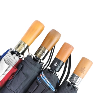 Custom Logo Ladies Gift Fashionable Printed Iron <b>Frame</b> Foldable Umbrella Wooden Handle Promotional Auto Close Manual Control - Product Image 3