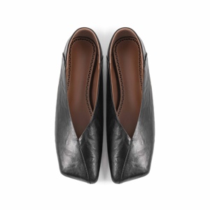 Printemps <span class=keywords><strong>été</strong></span> en cuir véritable souple femmes bout carré bateau chaussures bureau mode ballerines pour dames - Product Image 5