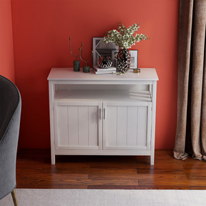 <b>White</b> Kitchen Storage <b>Sideboard</b> Buffet Cabinet With Doors And Open Shelf For Serving And Organization - Product Image 5