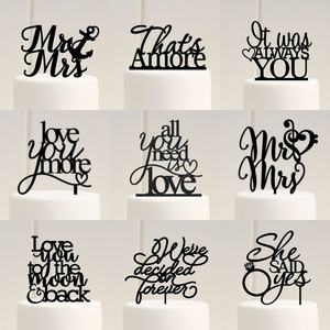 Adornos de Pastel de Acrílico Negro Reutilizables y Ecológicos para Propuesta de Matrimonio, Decoraciones y Accesorios para Boda y Compromiso - Product Image 5