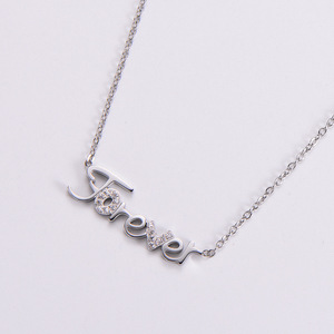 Collar de Joyería Italiana de Acero Inoxidable con Letras y Mensajes Chapados en Oro para Mujer, Colgante con <span class=keywords><strong>la</strong></span> Inscripción 'Forever' - Product Image 2